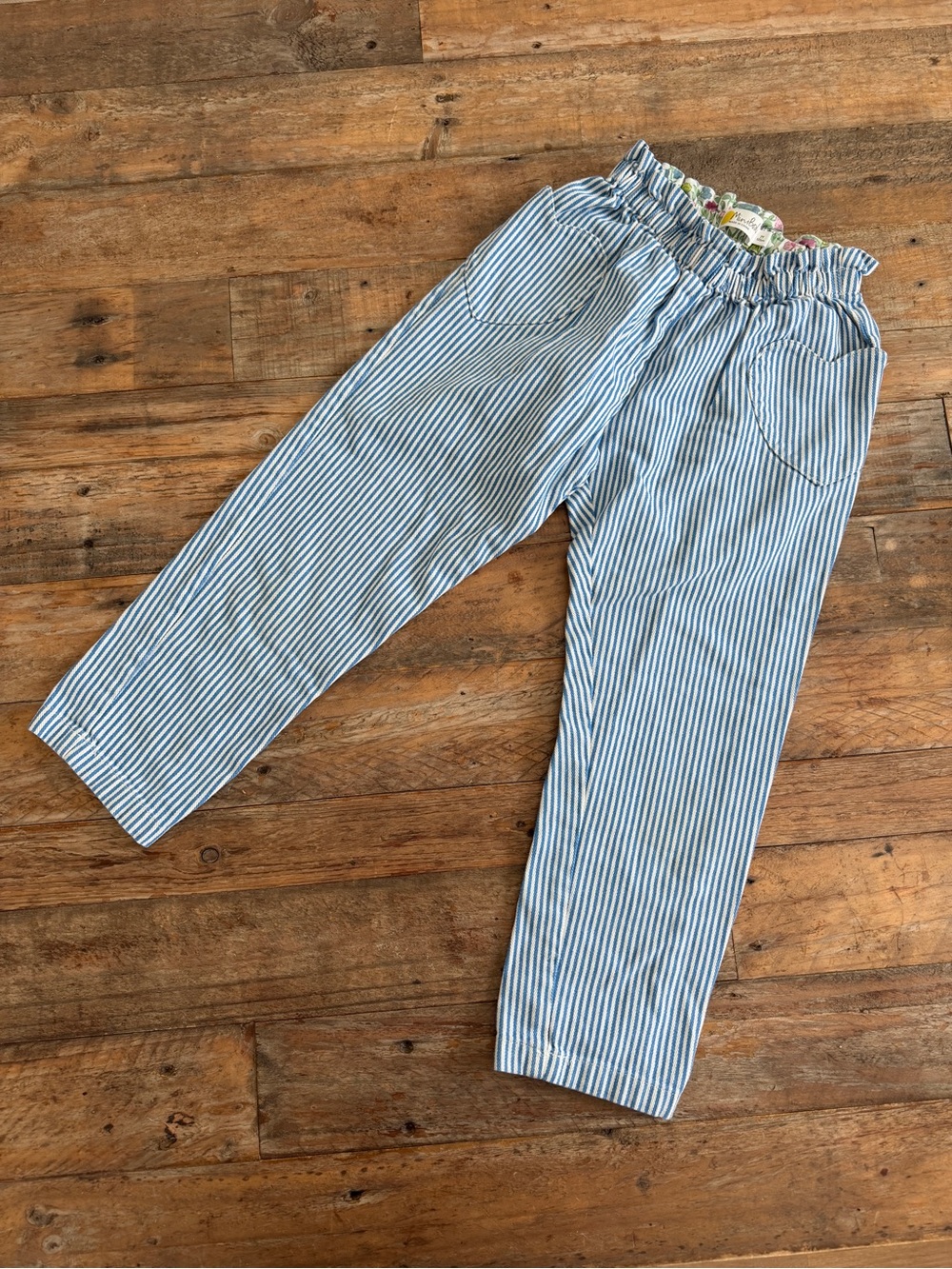 Mini Boden Blue Stripe Elastic Waist Jeans
